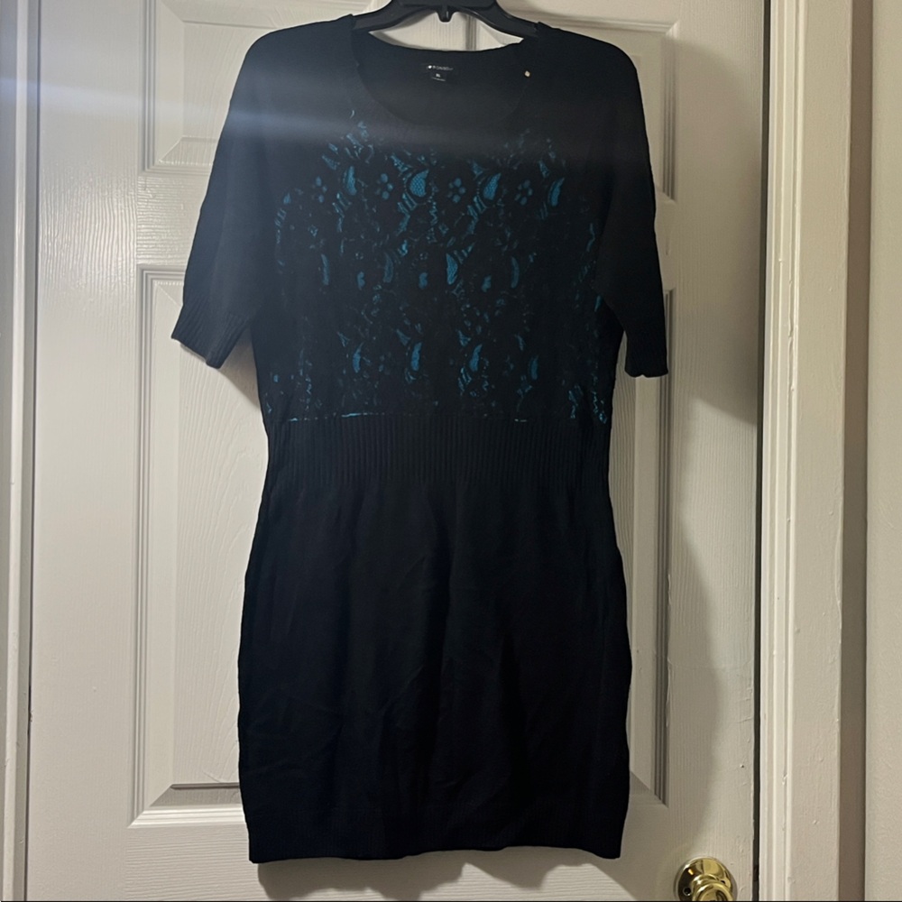 I ♥ Ronson‎ Black Sweater Dress with Blue Accents